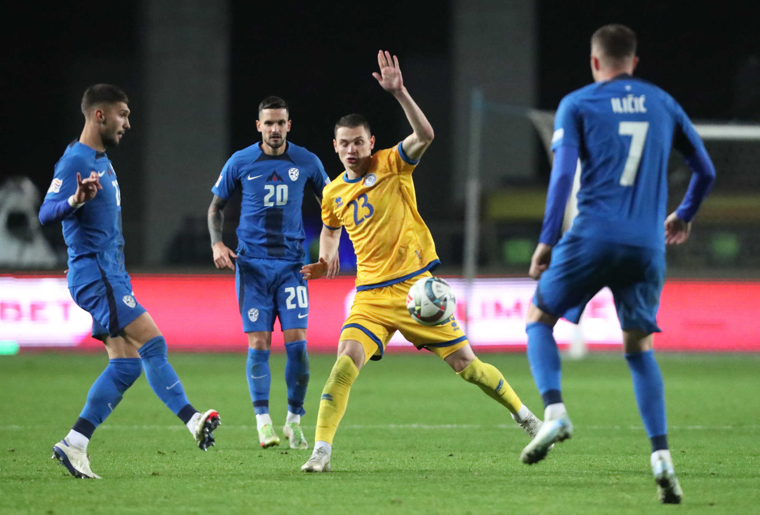 Soccer Football - UEFA Nations League - Group B3 - Kazakhstan v Slovenia - Central Stadium, Almaty, Kazakhstan - October 13, 2024 Kazakhstan's Islam Chesnokov in action REUTERS