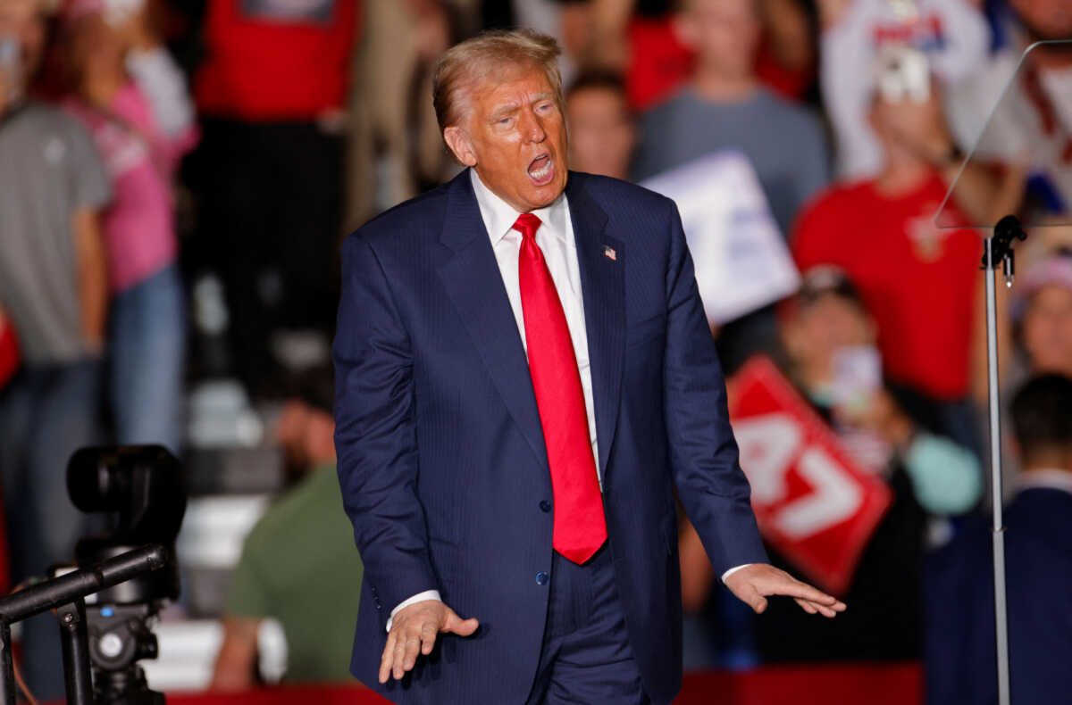 Republican presidential nominee former U.S. President Donald Trump attends a campaign rally in Greensboro Coliseum, in Greensboro, North Carolina, U.S. October 22, 2024. REUTERS