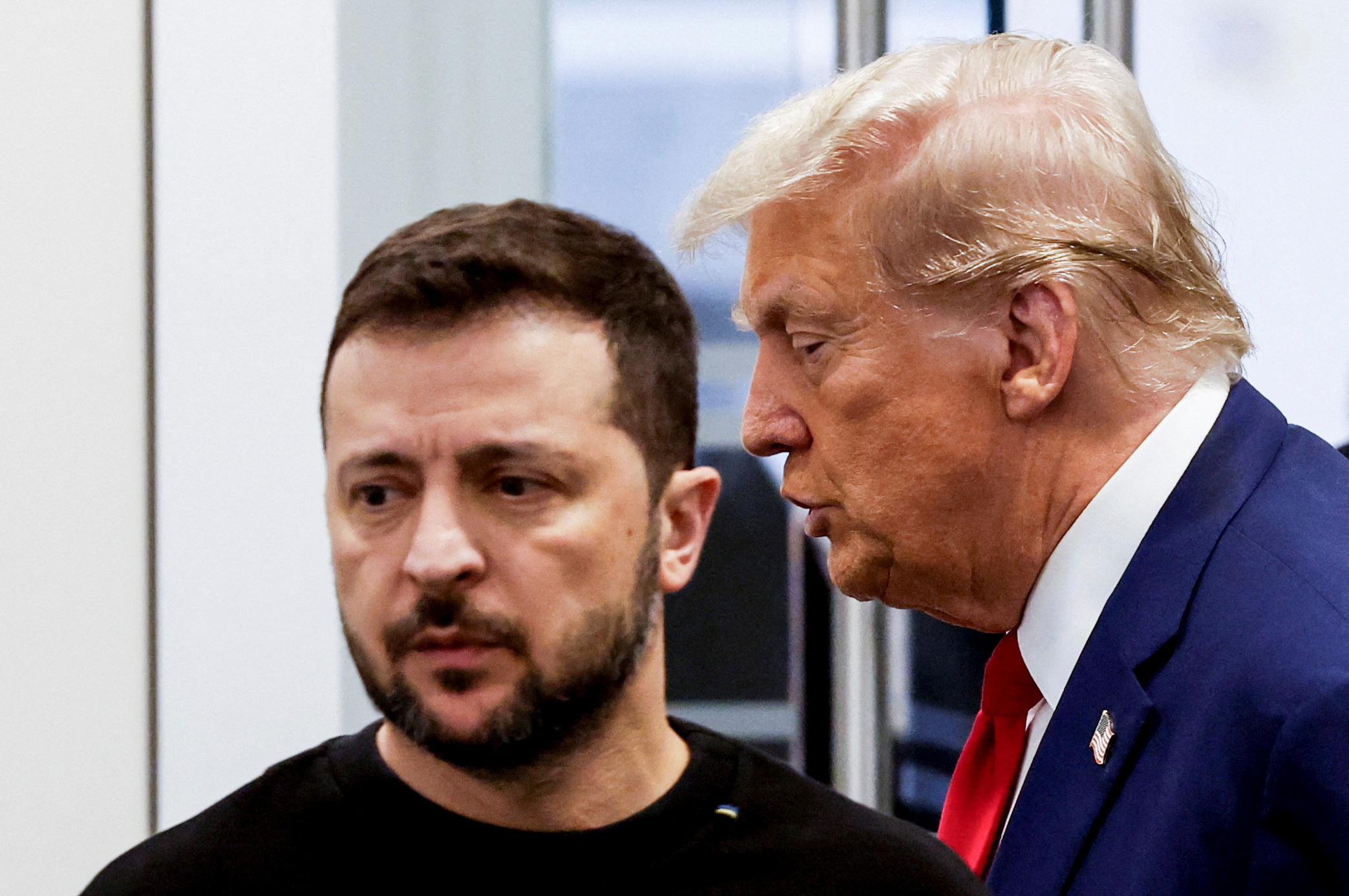 Republican presidential nominee and former U.S. President Donald Trump and Ukraine's President Volodymyr Zelenskiy meet at Trump Tower in New York City, U.S., September 27, 2024.  REUTERS