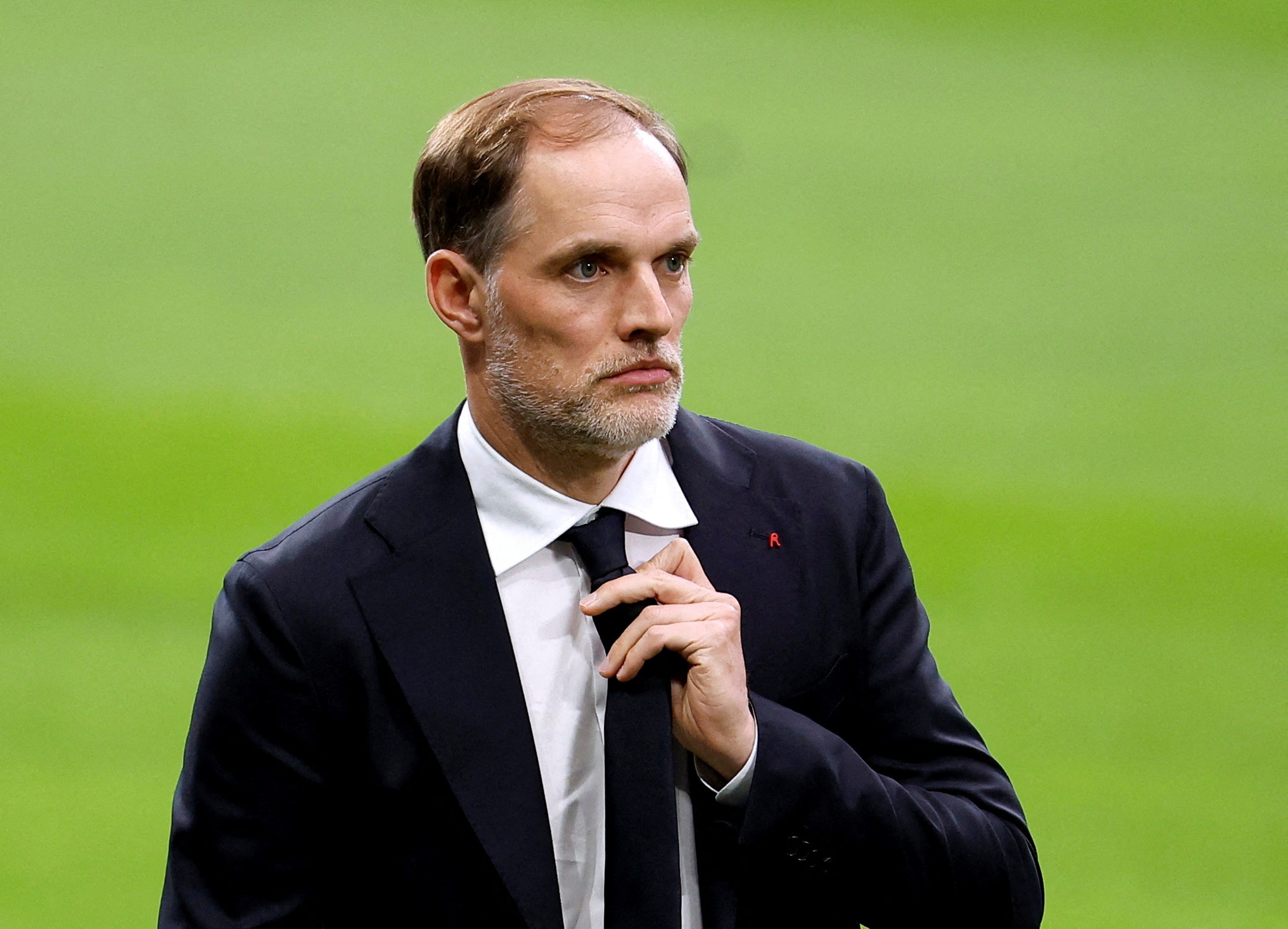 FILE PHOTO: Soccer Football - Champions League - Bayern Munich Training - Santiago Bernabeu, Madrid, Spain - May 7, 2024 Bayern Munich coach Thomas Tuchel on the pitch during a walk around REUTERS