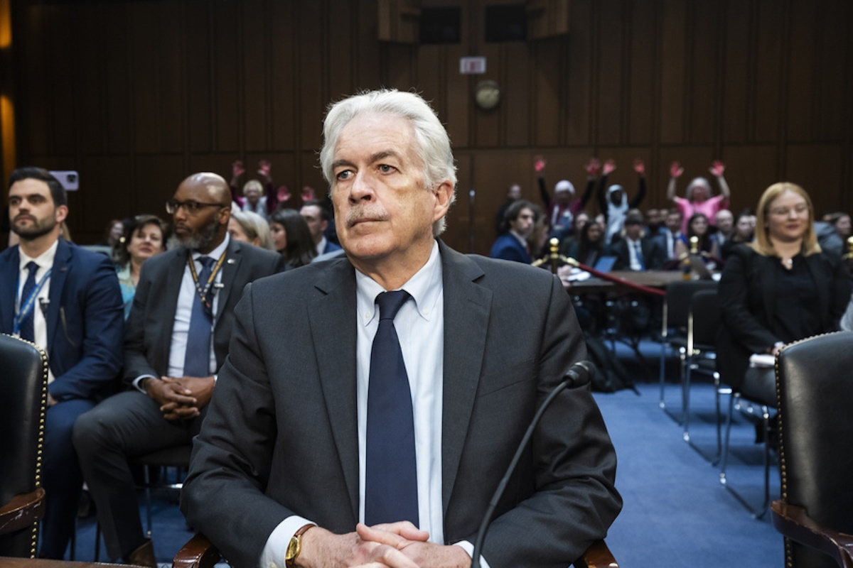 epa11215337 CIA Director William Burns prepares to testify before the Senate Intelligence Committee on global threats assessments in the Hart Senate Office Building in Washington, DC USA, 11 March 2024. In the hearing, US intelligence chiefs testified about growing threats from Russia, China, and Iran.  EPA