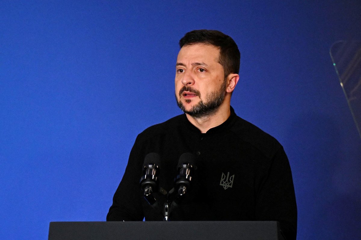 NEW YORK, NEW YORK - SEPTEMBER 25: Ukraine President Volodymyr Zelenskiy speaks at an event concerning the recovery and reconstruction of Ukraine at the United Nations on September 25, 2024 in New York, New York.    Leon Neal