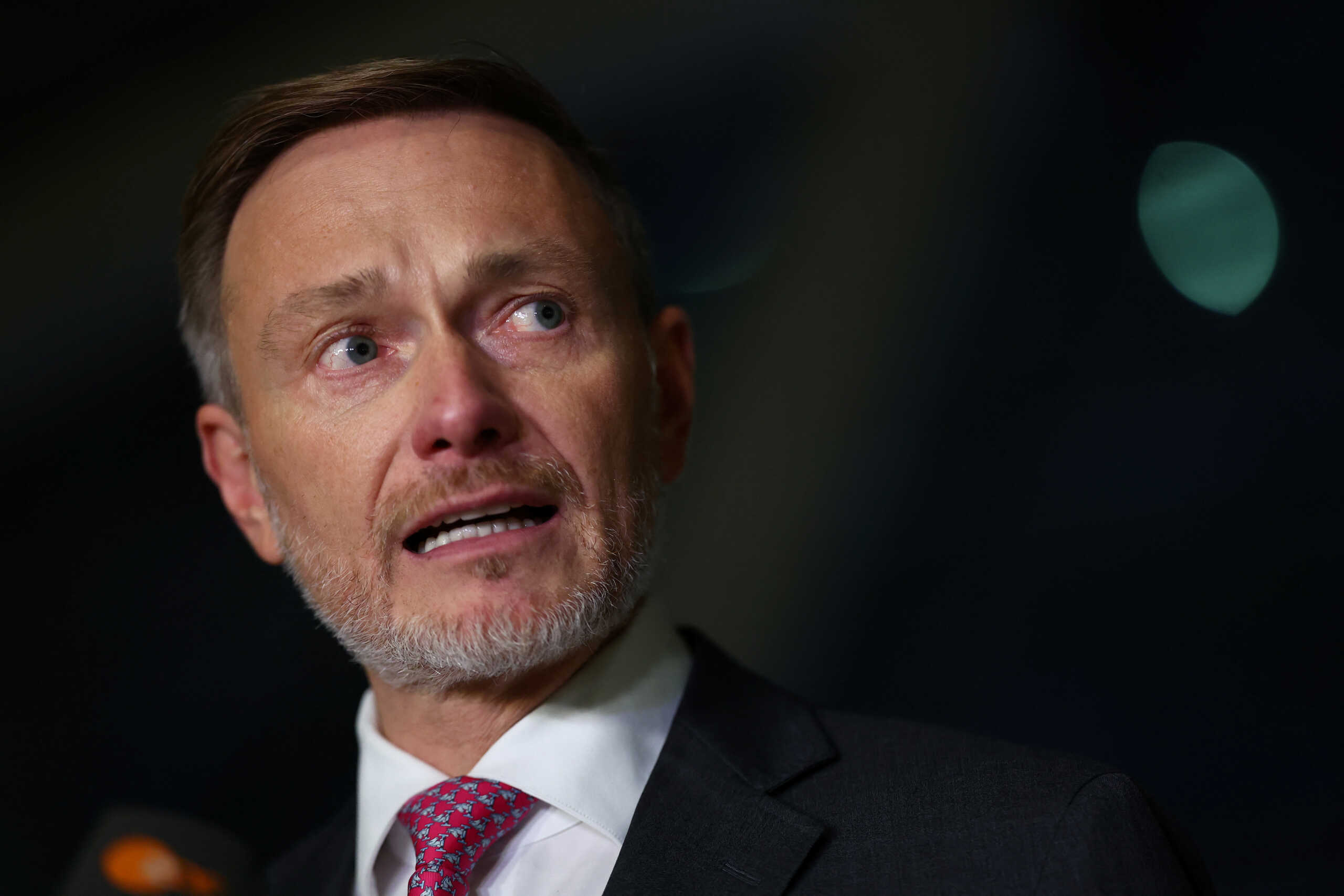 Outgoing German Finance Minister Christian Lindner of the Free Democratic party (FDP) gives a statement at the Bundestag, Germany's lower house of parliament, after he was sacked by German Chancellor Olaf Scholz following a meeting with the heads of the so-called "Traffic Light Coalition" between the Social Democratic party (SPD), the Greens and Lindner's FDP in Berlin, Germany, November 6, 2024.   REUTERS