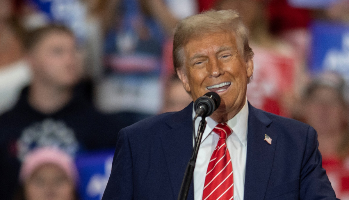 Republican presidential nominee and former U.S. President Donald Trump speaks during a campaign rally at the Rocky Mount Event Center in Rocky Mount, North Carolina, October 30, 2024. REUTERS