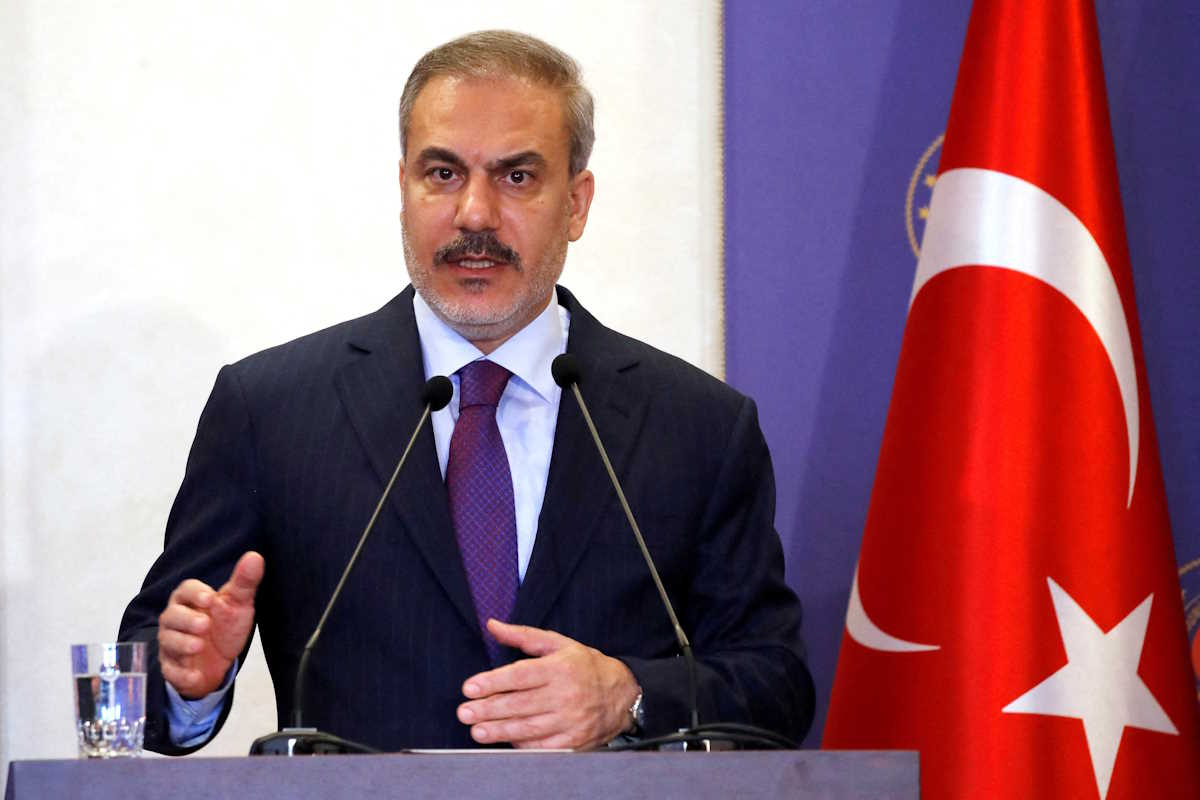 FILE PHOTO: Turkish Foreign Minister Hakan Fidan speaks during a press conference in Istanbul, Turkey, October 19, 2024. REUTERS