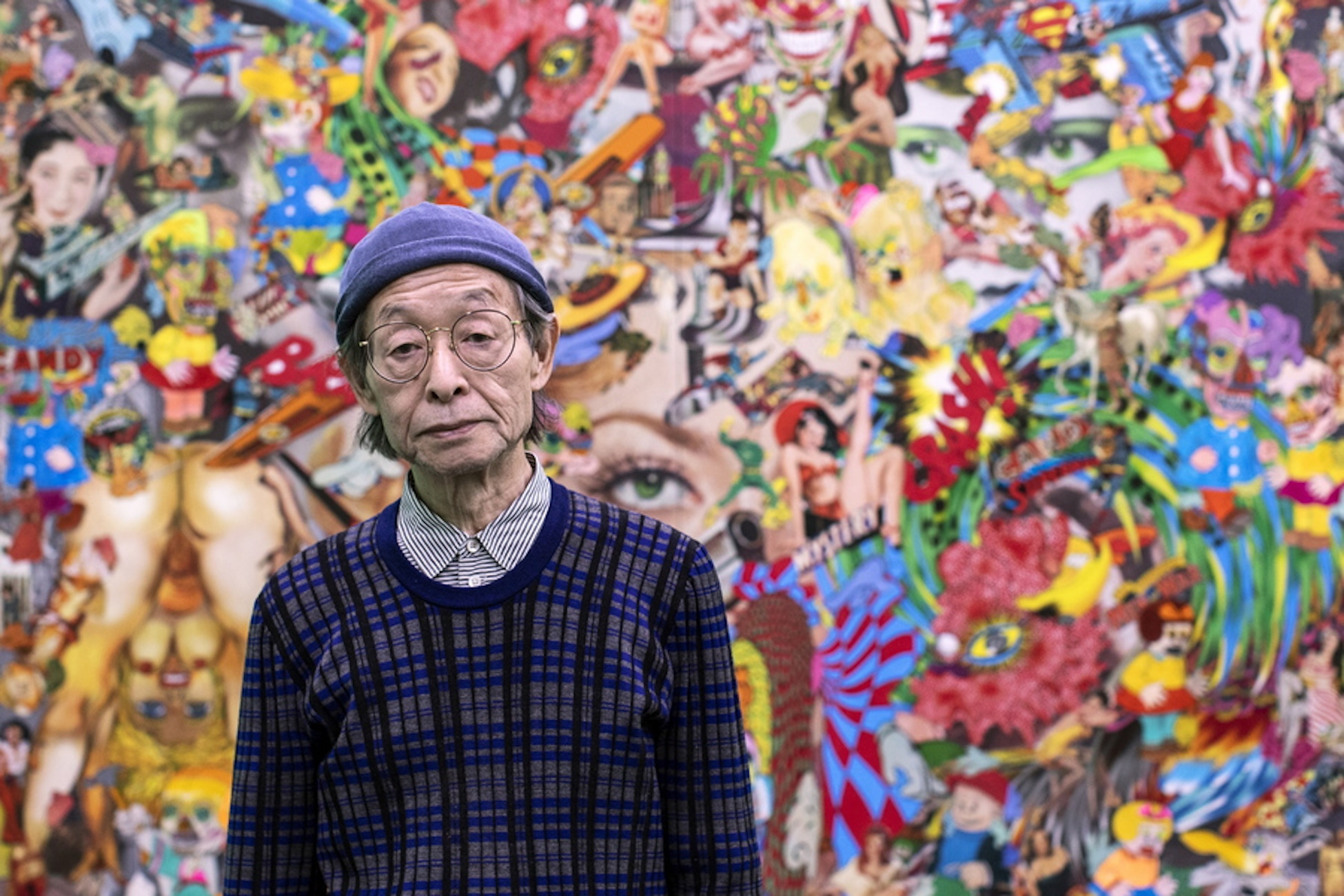 epa07486871 Japanese artist Keiichi Tanaami poses in his exhibition in the Kunstmuseum Lucerne, Switzerland, 05 April 2019. The exhibition runs from 06 April to 26 May, and is in cooperation with the Fumetto comic festival Lucerne.  EPA