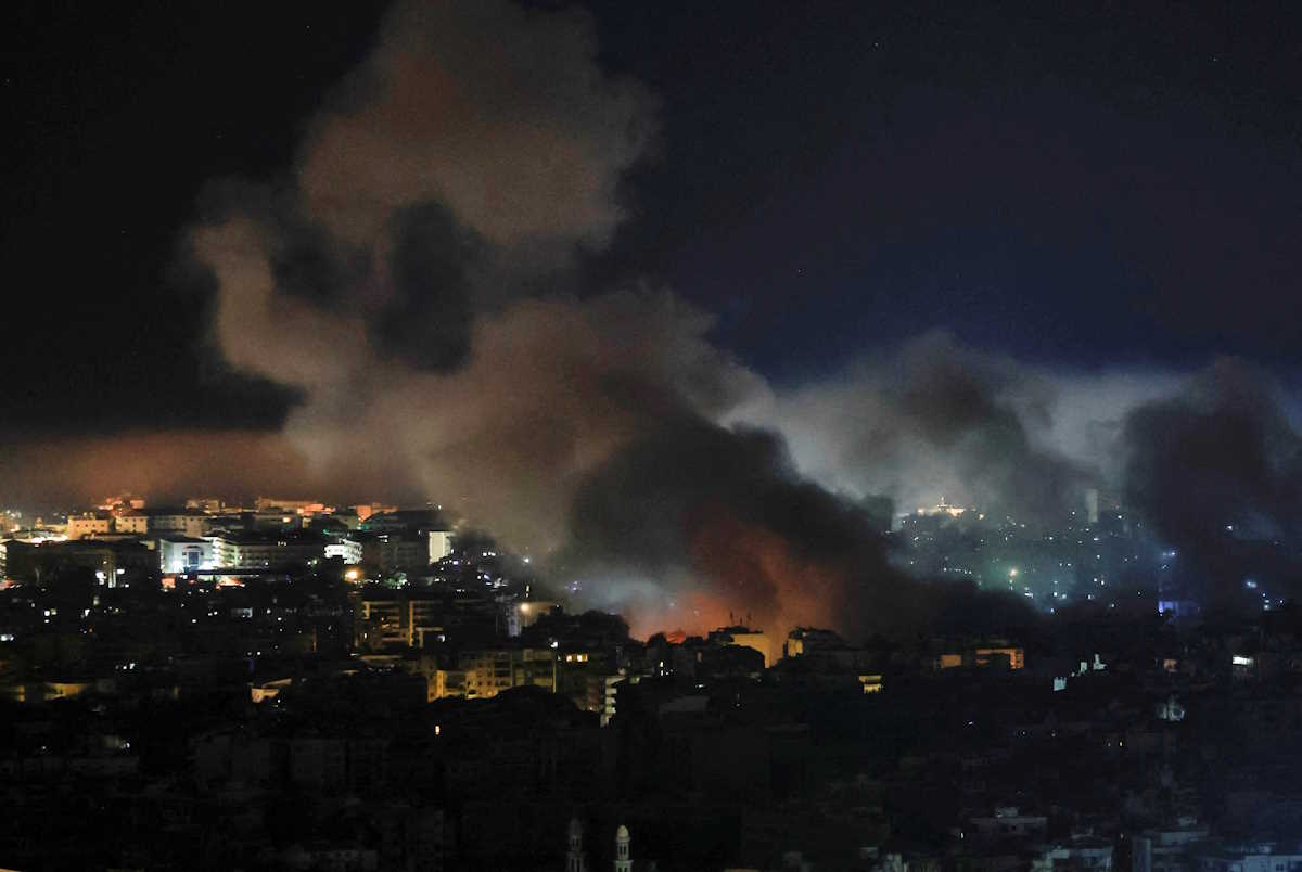 Smoke billows over Beirut's southern suburbs after an Israeli strike, amid the ongoing hostilities between Hezbollah and Israeli forces, as seen from Baabda, Lebanon November 14, 2024. REUTERS
