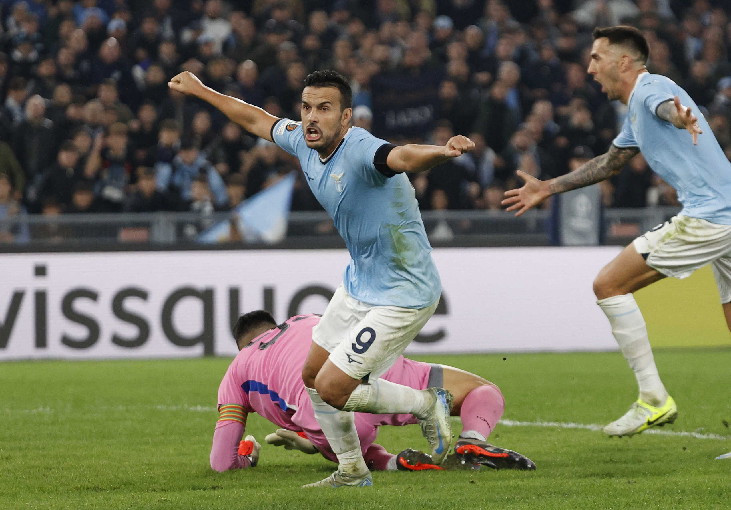Soccer Football - Europa League - Lazio v FC Porto - Stadio Olimpico, Rome, Italy - November 7, 2024 Lazio's Pedro celebrates scoring their second goal REUTERS