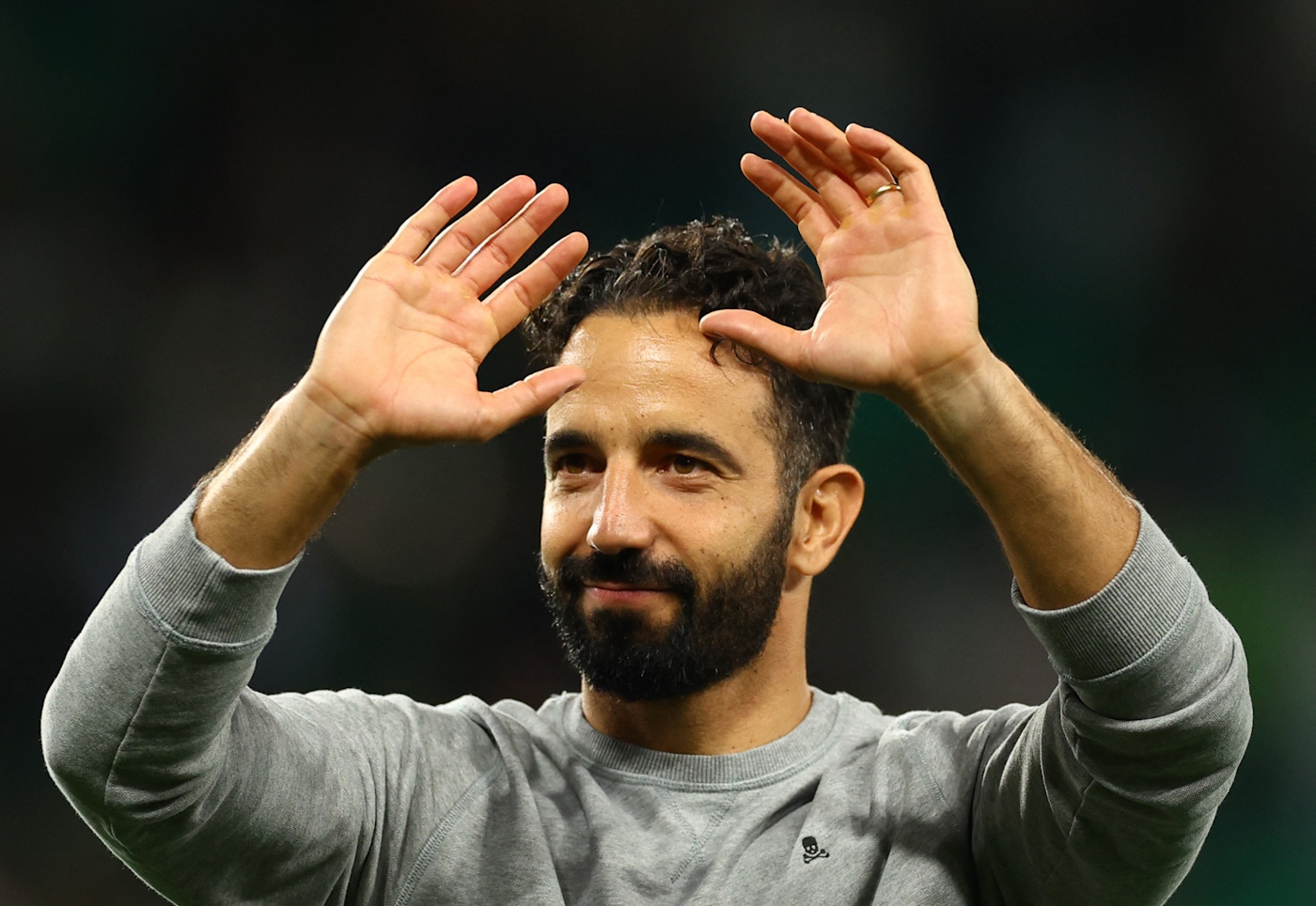 Soccer Football - Champions League - Sporting CP v Manchester City - Estadio Jose Alvalade, Lisbon, Portugal - November 5, 2024 Sporting CP coach Ruben Amorim celebrates after the match Action Images via Reuters