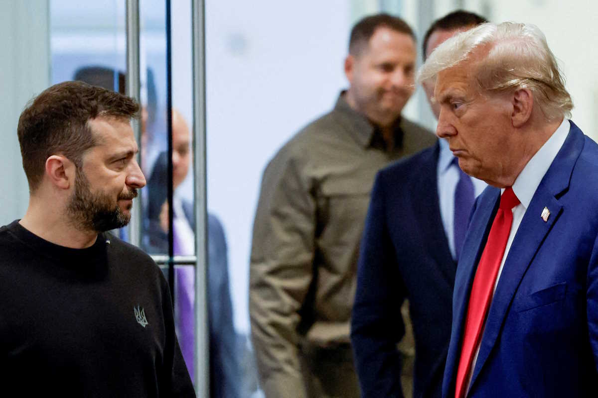 FILE PHOTO: Republican presidential nominee and former U.S. President Donald Trump and Ukraine's President Volodymyr Zelenskiy meet at Trump Tower in New York City, U.S., September 27, 2024.  REUTERS