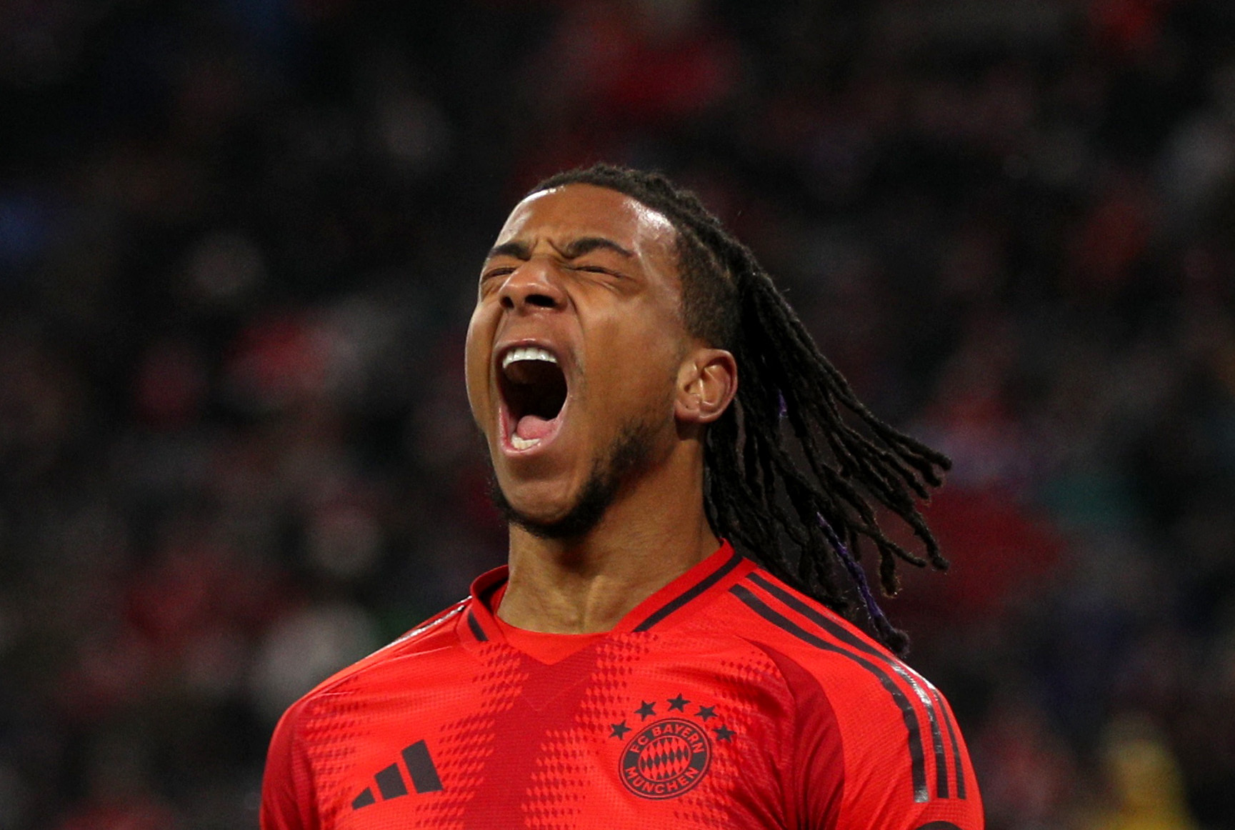 Soccer Football - Bundesliga - Bayern Munich v FC Augsburg - Allianz Arena, Munich, Germany - November 22, 2024 Bayern Munich's Michael Olise reacts REUTERS