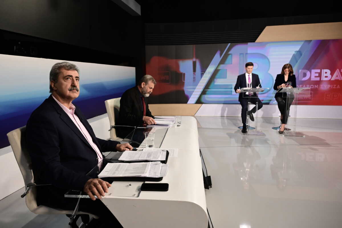 Debate των υποψηφίων για την εκλογή του νέου προέδρου του ΣΥΡΙΖΑ - Προοδευτική Συμμαχία, στην ΕΡΤ, Τετάρτη 20 Νοεμβρίου 2024. Στην τηλεμαχία συμμετείχαν οι Απόστολος Γκλέτσος, Παύλος Πολάκης, Σωκράτης Φάμελλος και Νικόλας Φαραντούρης. Tις ερωτήσεις στους υποψηφίους υπέβαλαν οι δημοσιογράφοι της κρατικής τηλεόρασης Απόστολος Μαγγηριάδης και Χριστίνα Βίδου. 
(ΜΙΧΑΛΗΣ ΚΑΡΑΓΙΑΝΝΗΣ