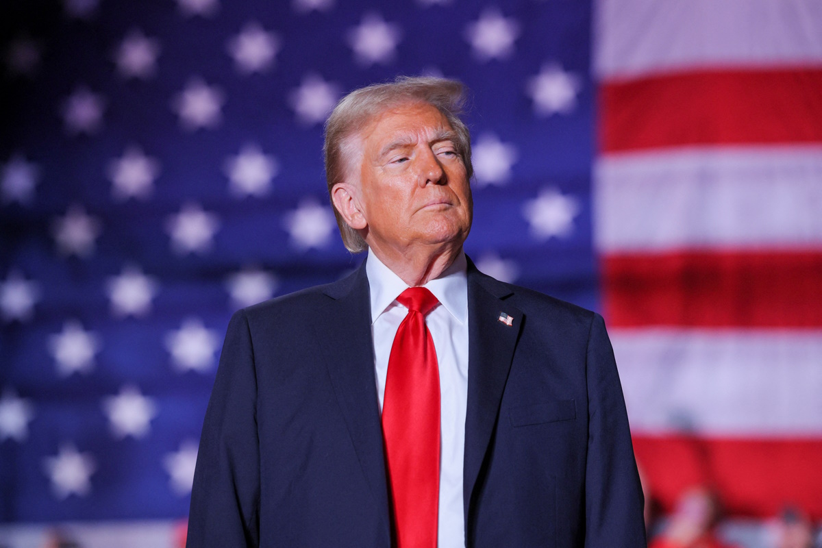 Republican presidential nominee and former U.S. President Donald Trump holds a campaign rally at Macomb Community College in Warren, Michigan, U.S., November 1, 2024. REUTERS