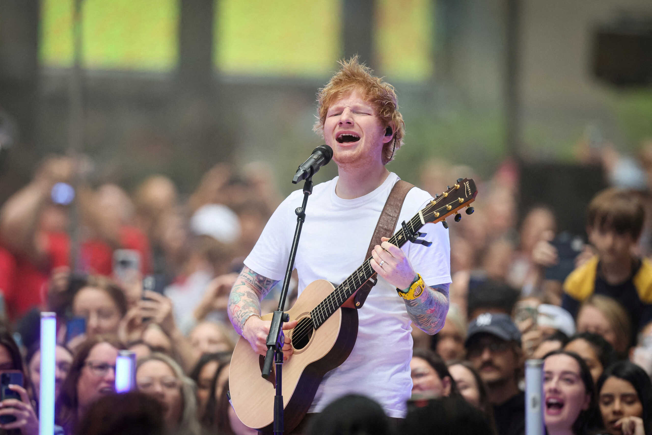 FILE PHOTO: Singer Ed Sheeran performs on NBC's "Today" show at Rockefeller Center in New York, U.S., June 6, 2023.  REUTERS