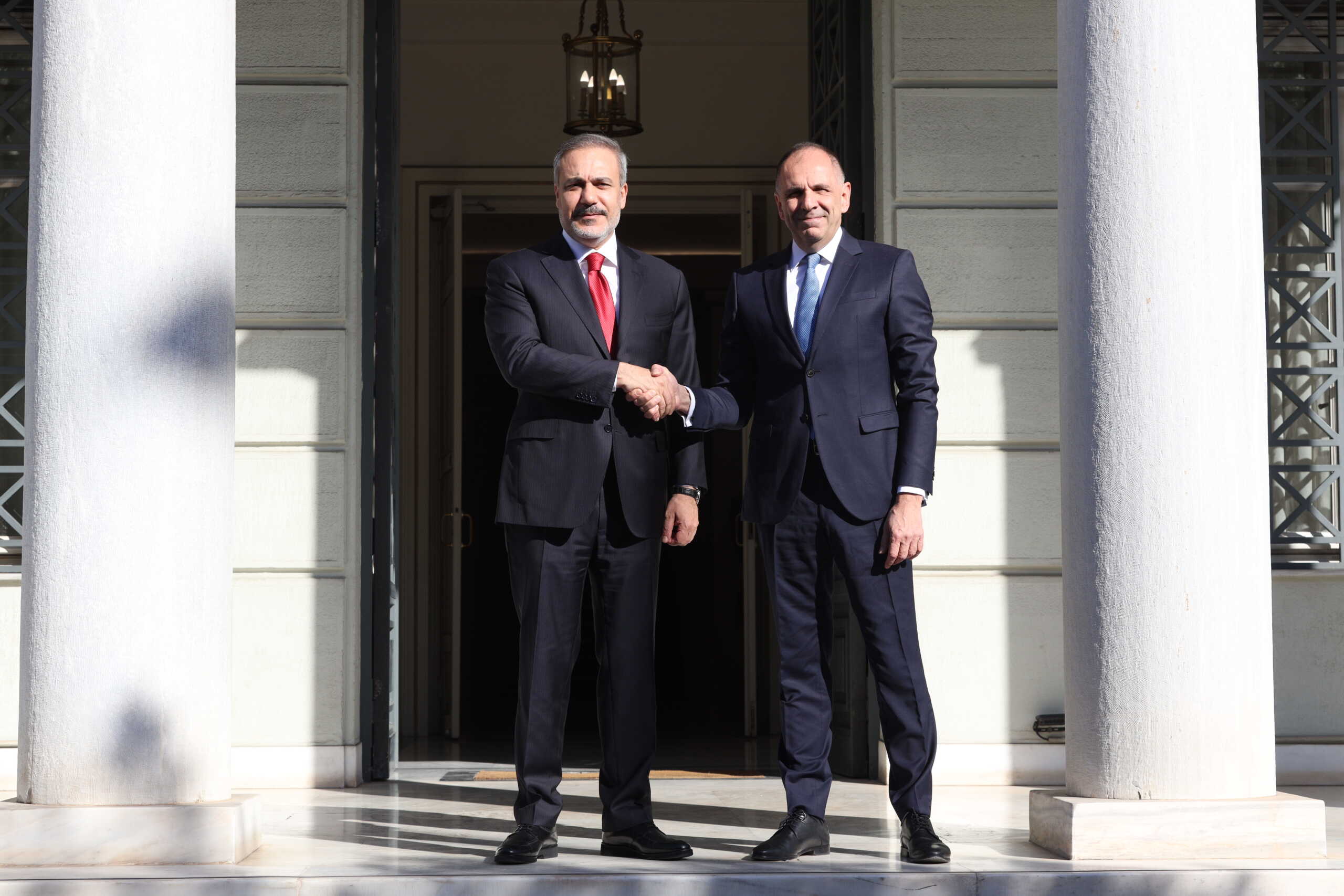 Συνάντηση του υπουργού Εξωτερικών, Γιώργου Γεραπετρίτη, με τον υπουργό Εξωτερικών της Τουρκικής Δημοκρατίας, Hakan Fidan, στην Αθήνα, Παρασκευή 8 Νοεμβρίου 2024. 
(ΓΙΑΝΝΗΣ ΠΑΝΑΓΟΠΟΥΛΟΣ
