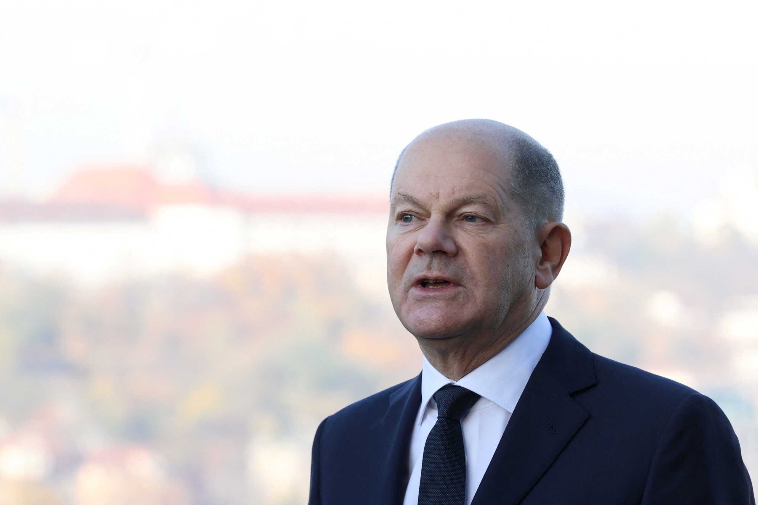 German Chancellor Olaf Scholz gives a statement to the media, ahead of an informal EU Summit in Budapest, Hungary, November 8, 2024. REUTERS