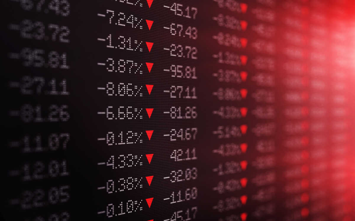 Trading board is showing a crash in stock exchange market. Selective focus. Horizontal composition with copy space.
