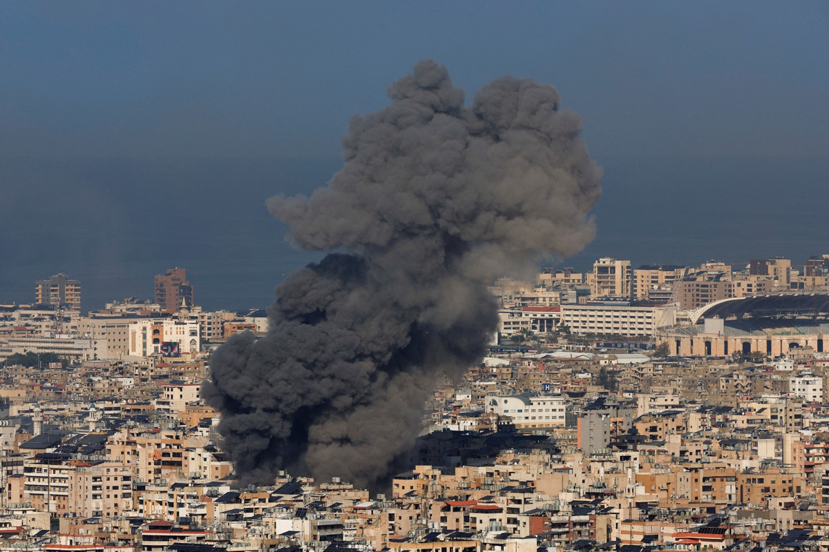 Smoke billows over Beirut's southern suburbs after an Israeli strike, amid the ongoing hostilities between Hezbollah and Israeli forces, as seen from Baabda, Lebanon November 16, 2024. REUTERS