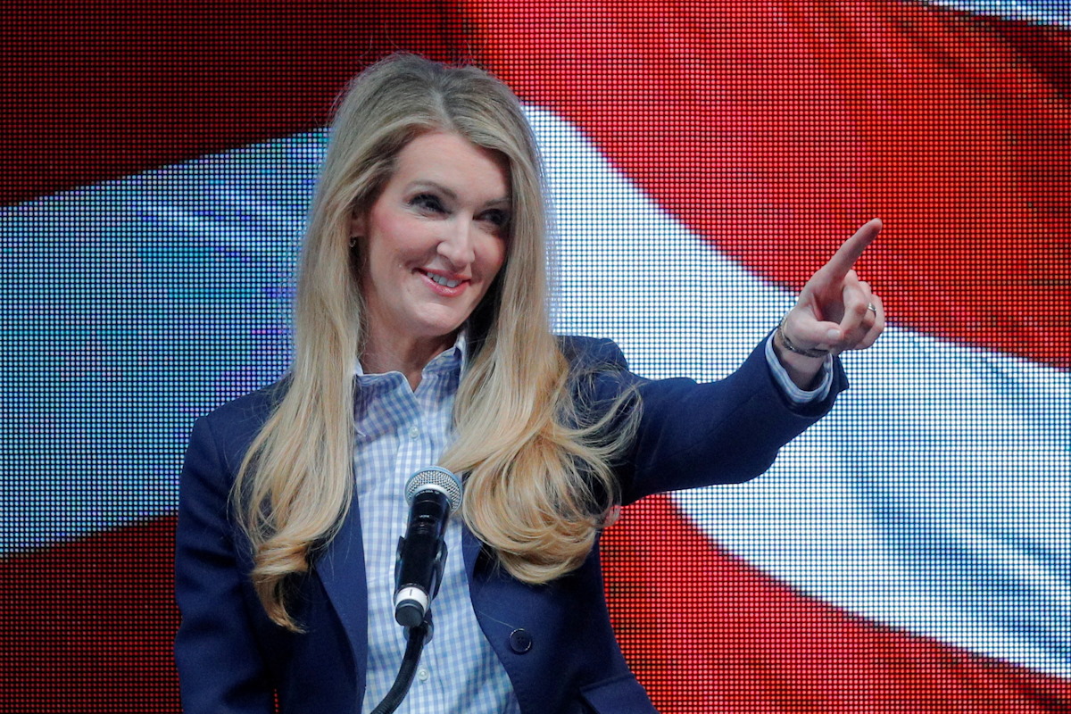 FILE PHOTO: Republican U.S. Senator Kelly Loeffler speaks at the GA GOP election night event for the run-off election for Georgia’s two Senate seats in Atlanta, Georgia, U.S., January 6, 2021.   REUTERS