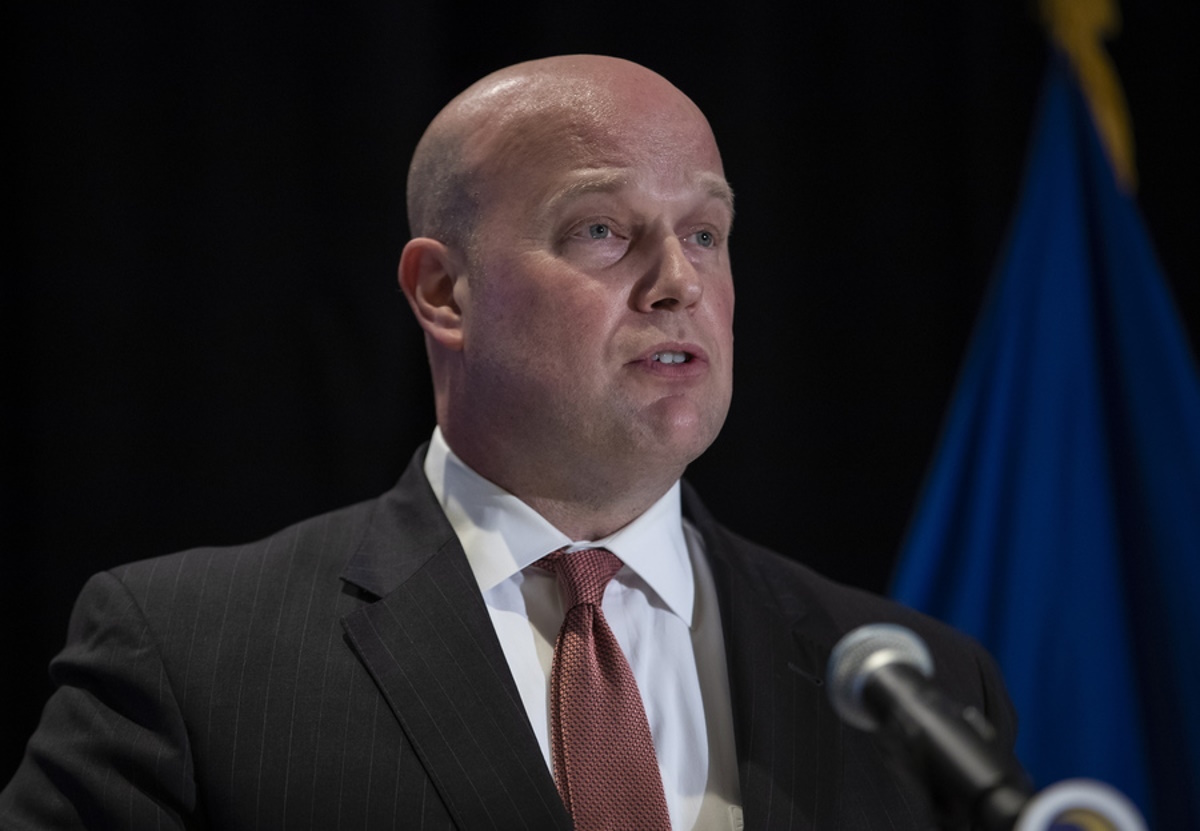 epa07363221 Acting US Attorney General Matthew Whitaker speaks at the National Sheriffs' Association Legislative & Technology Winter Conference in Washington, DC, USA, 11 February 2019. The US Senate is expected to vote on Whitaker's replacement, Attorney General nominee William Barr, this week.  EPA