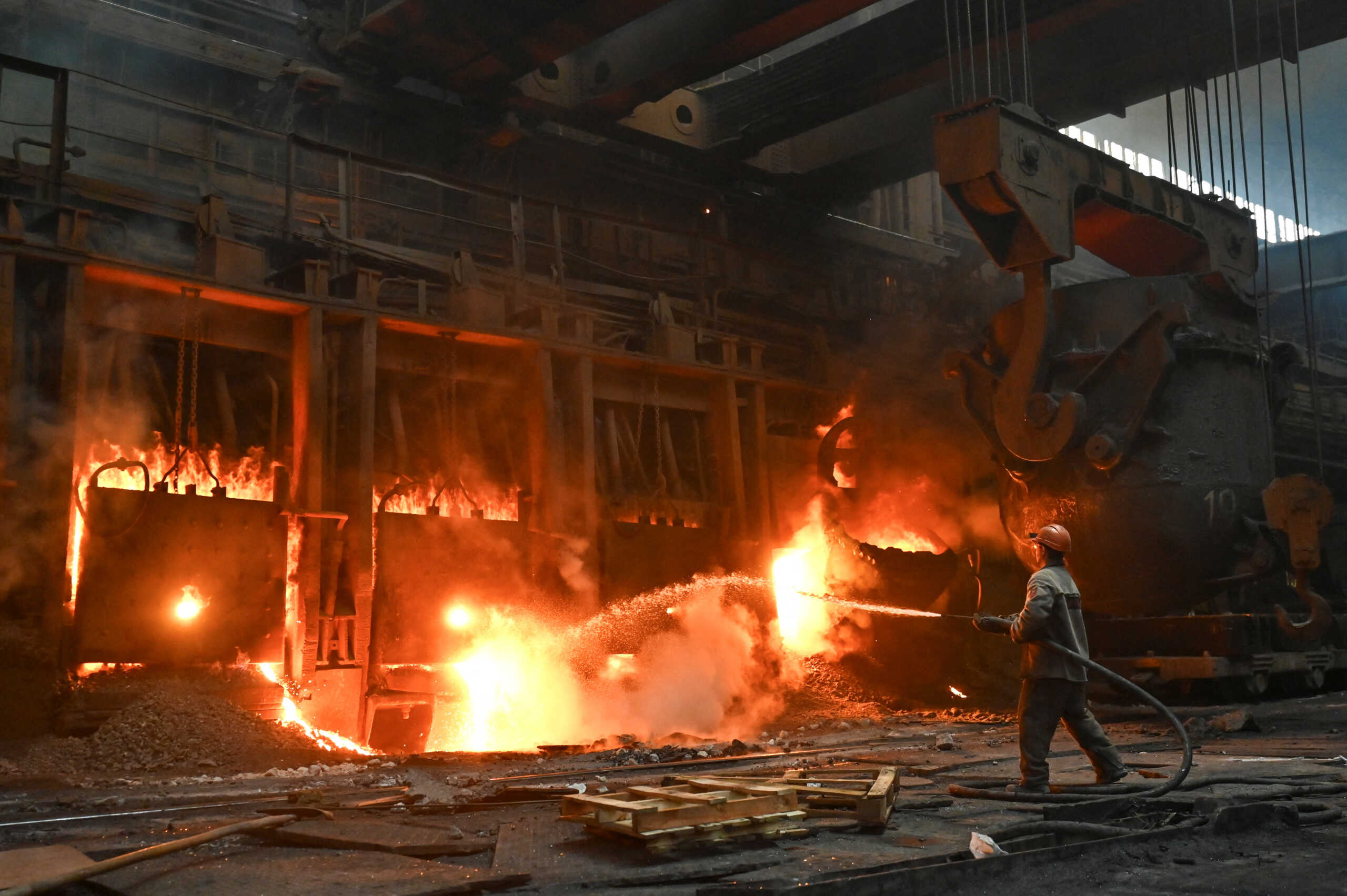 An employee operates at a production facility of Zaporizhstal Iron and Steel Works, amid Russia's attack on Ukraine, in Zaporizhzhia, Ukraine November 13, 2024. REUTERS