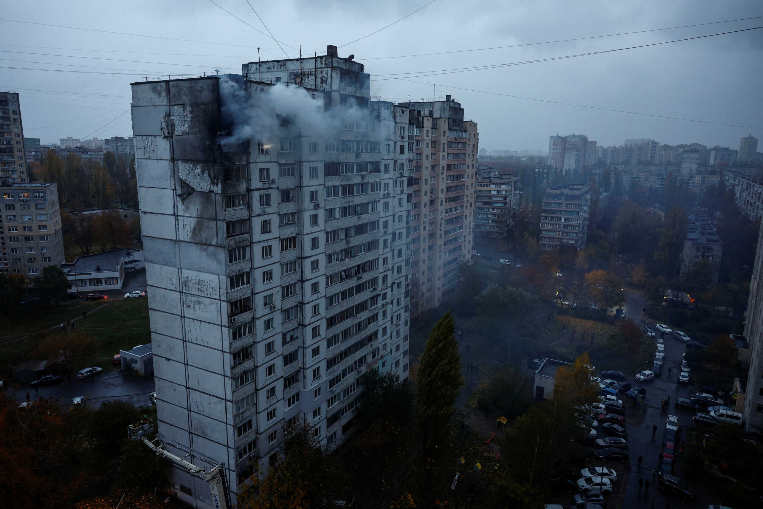 A view shows an apartment building damaged by a Russian drone strike, amid Russia's attack on Ukraine, in Kyiv, Ukraine November 2, 2024. REUTERS
