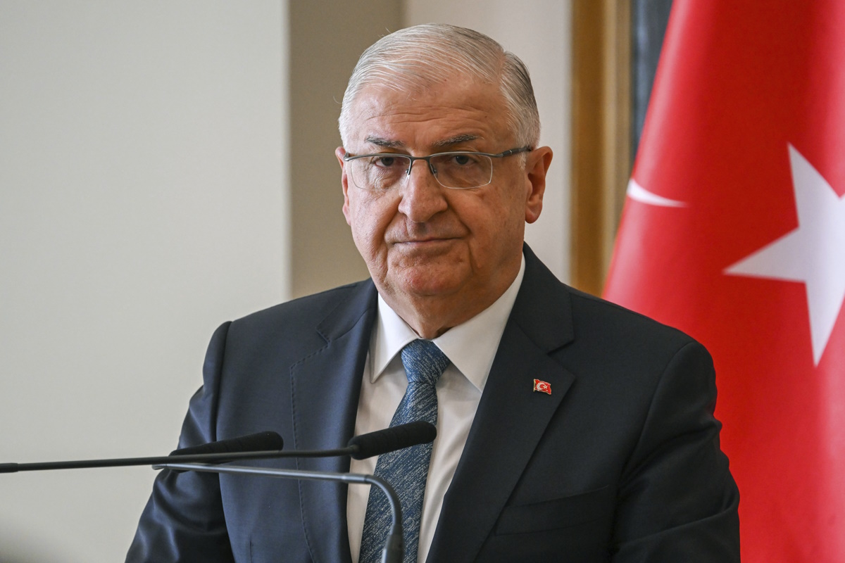 Turkey's Minister of Defence Yasar Guler takes part in a press conference with Hungary's Minister of Defence Kristof Szalay-Bobrovniczky following their meeting, in Budapest, Hungary, Thursday, Nov. 9, 2023. (Tibor Illyes