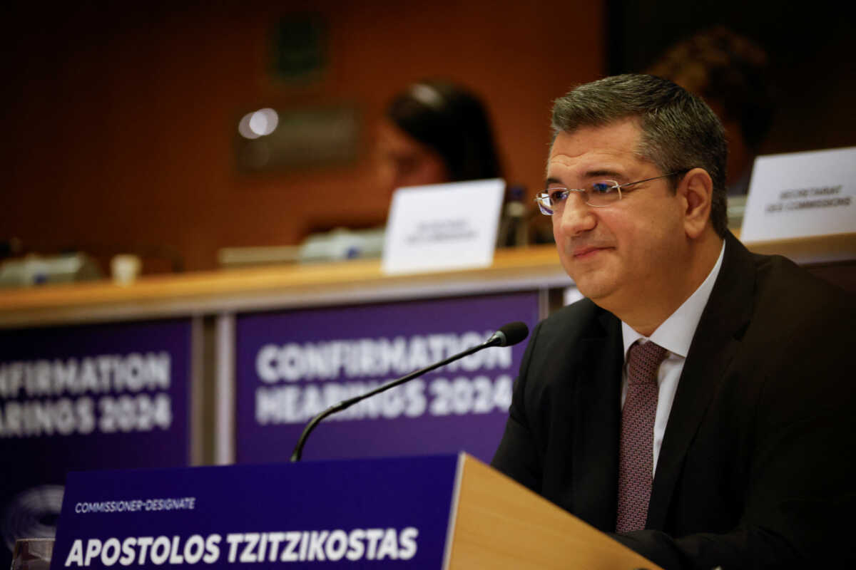 Apostolos Tzitzikostas, the nominee to become the European Union's Sustainable Transport and Tourism commissioner, attends a confirmation hearing before the European Parliament's committees, in Brussels, Belgium, November 4, 2024. REUTERS