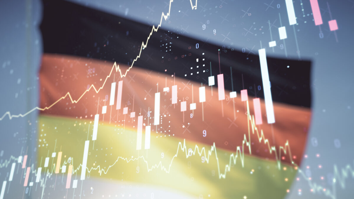 financial chart hologram on German flag