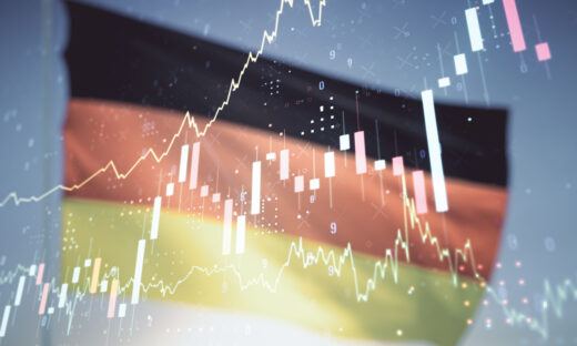 financial chart hologram on German flag