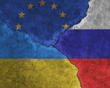 Ukraine vs EU vs Russia national flags