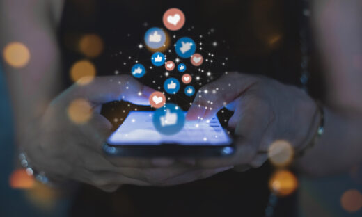 Young woman using smart phone,Social media concept.
