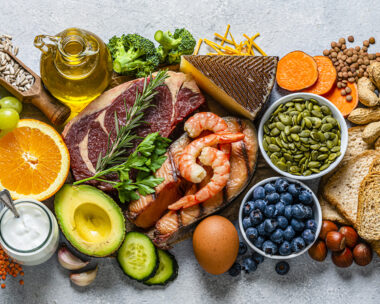 Group of healthy food for a well balanced diet