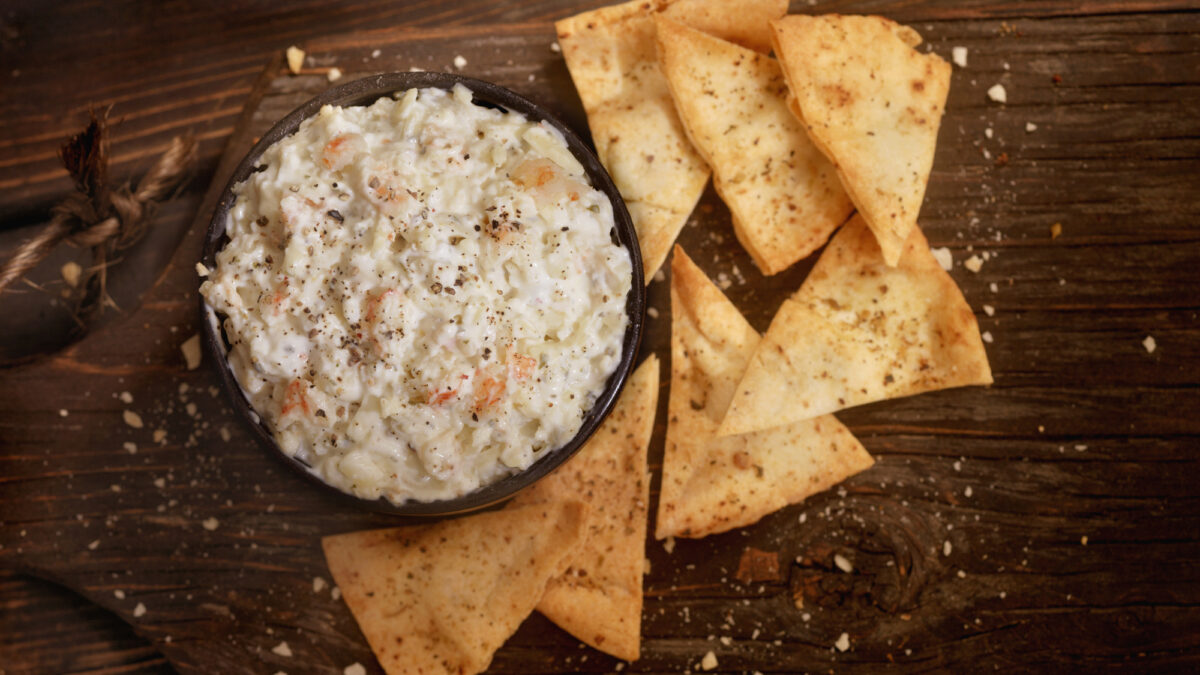 Creamy Crab Dip with Baked Pita Chips  -Photographed on Hasselblad H3D2-39mb Camera