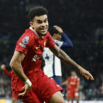 Soccer Football - Premier League - Tottenham Hotspur v Liverpool - Tottenham Hotspur Stadium, London, Britain - December 22, 2024 Liverpool's Luis Diaz celebrates scoring their sixth goal Action Images via Reuters