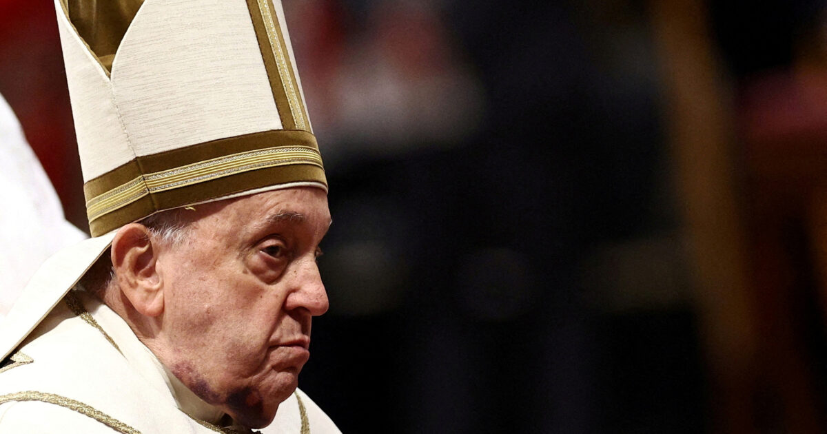 Pope Francis appeared with a bruised jaw