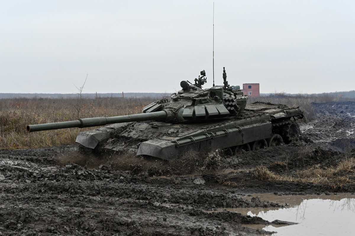 Russia's T-72 tank drives during military drills held at a firing range amid Russia-Ukraine conflict, in the southern Krasnodar region, Russia, December 2, 2024. REUTERS