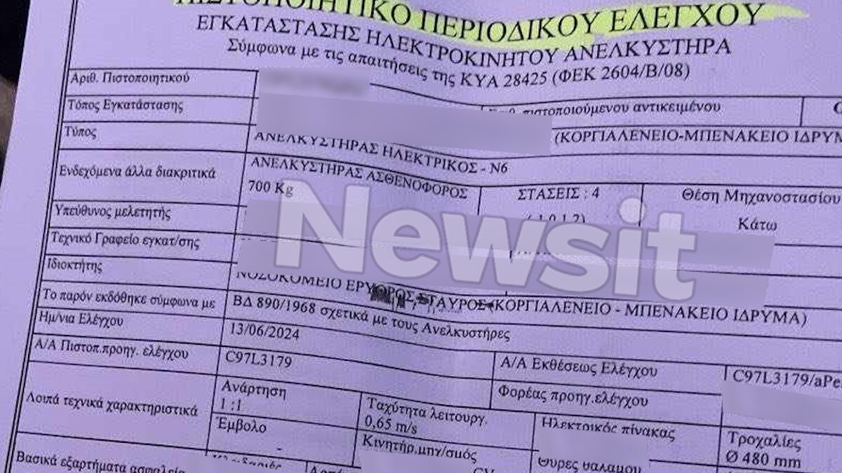 Το πιστοποιητικό καταλληλότητας το οποίο εκδόθηκε και έχει ισχύ μέχρι 14