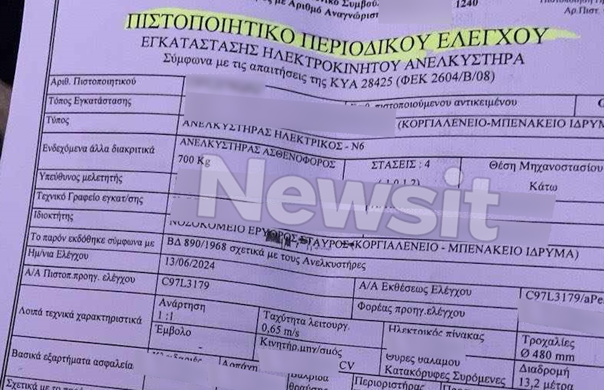 Το πιστοποιητικό καταλληλότητας το οποίο εκδόθηκε και έχει ισχύ μέχρι 14