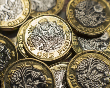 British currency close-up. Tax, Inflation, Economics themes.