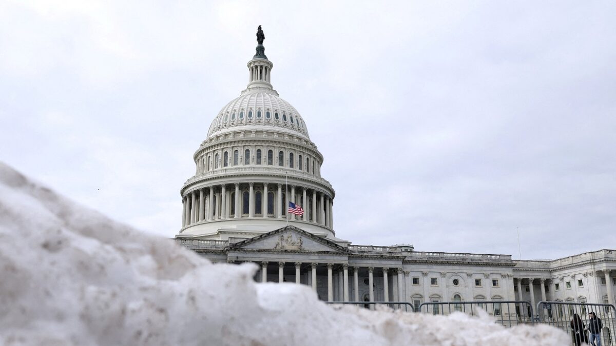 Pile of snow lies near the U.S. Capitol after it was announced U.S. President-elect Donald Trump's inauguration is being moved indoors due to dangerously cold temperatures expected on Monday, in Washington, U.S., January 17, 2025. REUTERS
