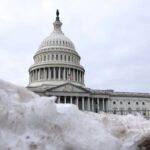 Pile of snow lies near the U.S. Capitol after it was announced U.S. President-elect Donald Trump's inauguration is being moved indoors due to dangerously cold temperatures expected on Monday, in Washington, U.S., January 17, 2025. REUTERS