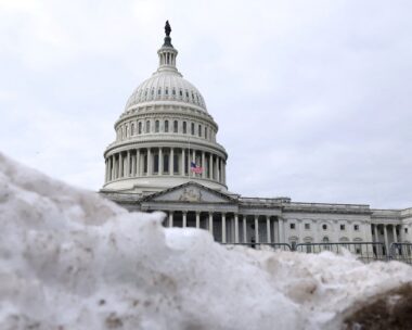 Pile of snow lies near the U.S. Capitol after it was announced U.S. President-elect Donald Trump's inauguration is being moved indoors due to dangerously cold temperatures expected on Monday, in Washington, U.S., January 17, 2025. REUTERS
