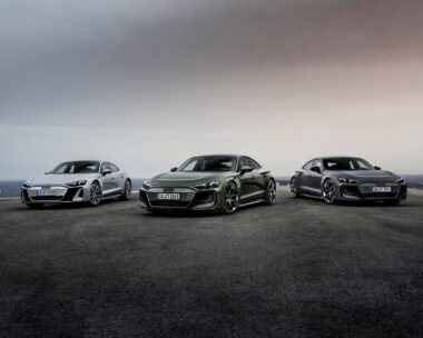 Static photo,
Audi S e-tron GT, Colour: Florett silver metallic; Audi RS e-tron GT, Colour: Nimbus grey perl effect; Audi RS e-tron GT performance, Colour: Bedford green metallic