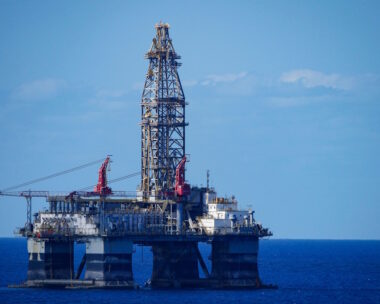 Large offshore oil rig in the ocean