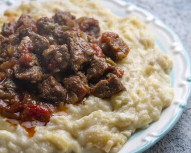 Turkish Food Hunkar Begendi made with Eggplant and Meat