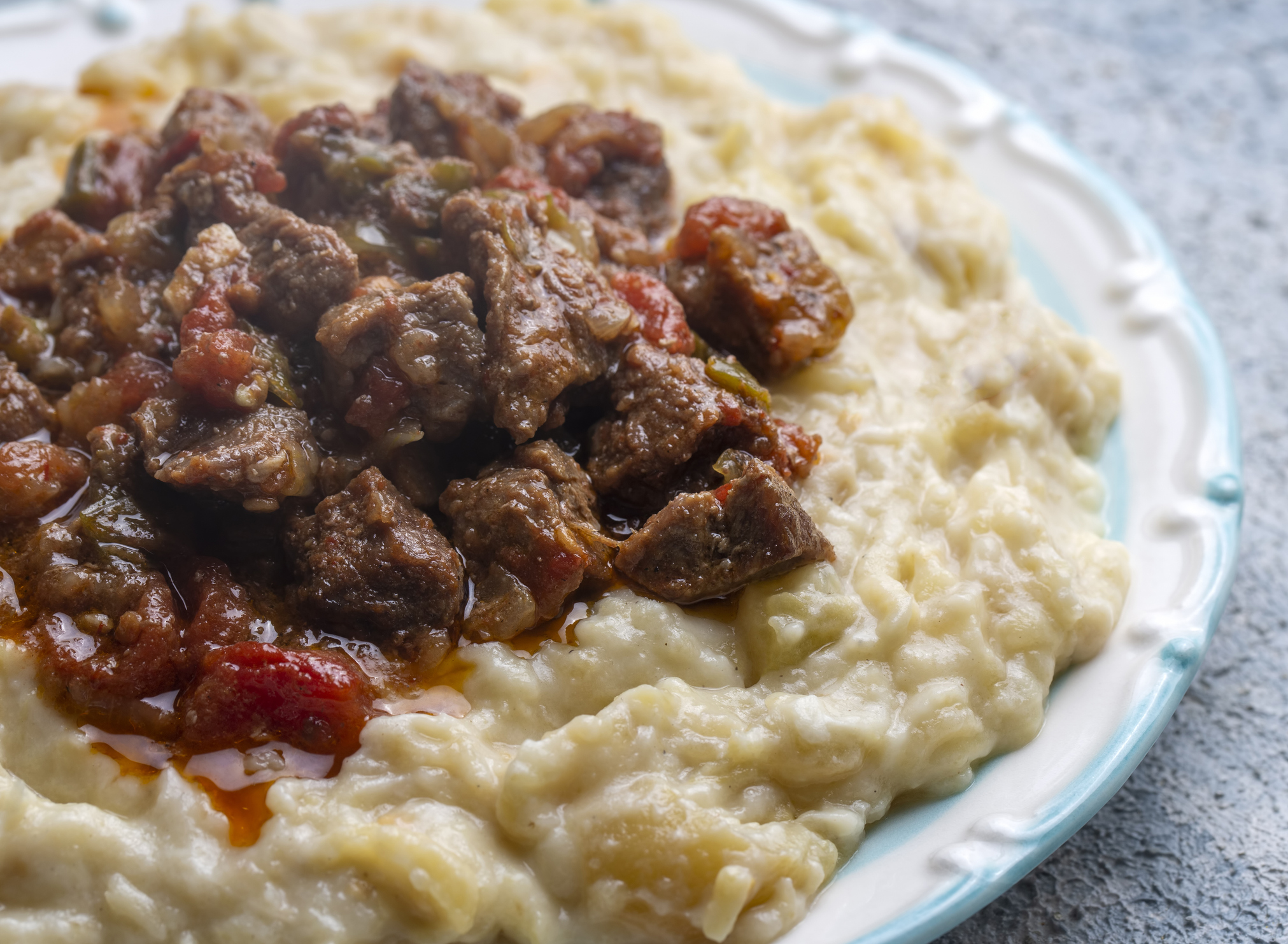 Turkish Food Hunkar Begendi made with Eggplant and Meat