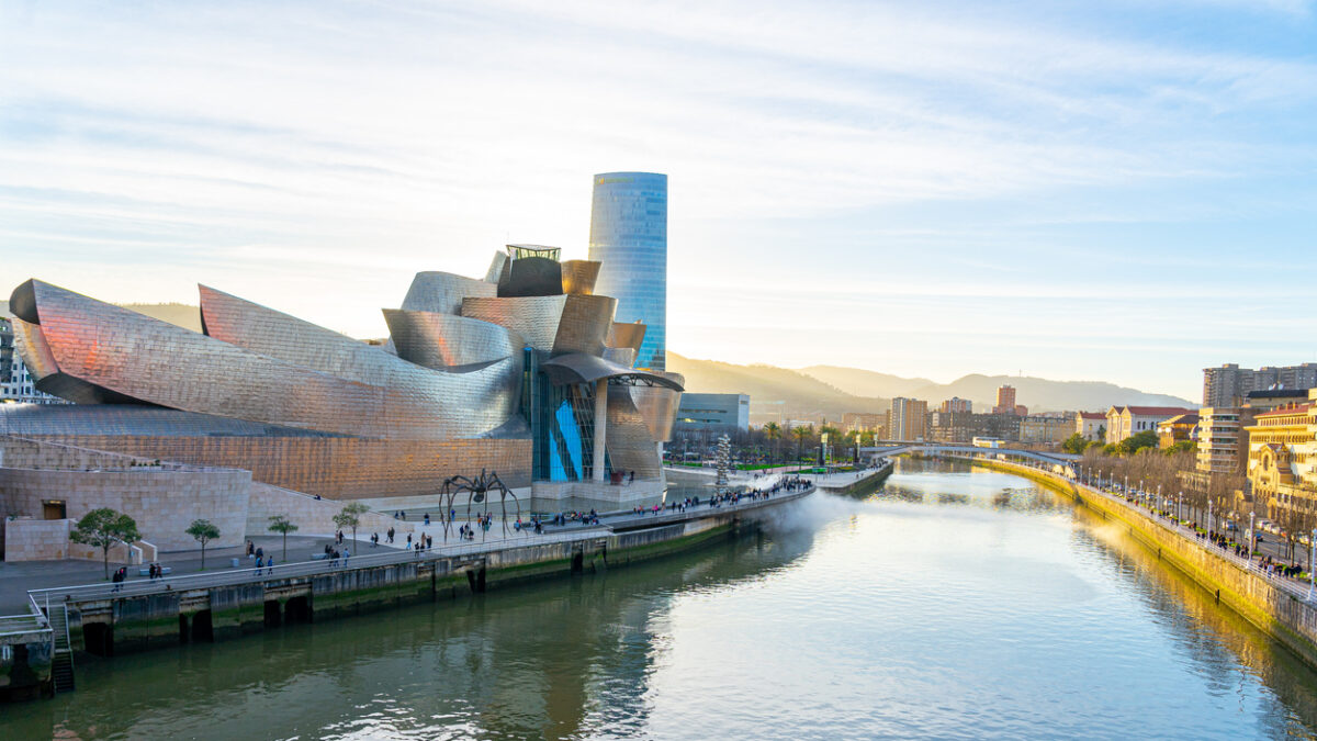 viewpoint from the Salbeko Zubia bridge to the area surrounding the Guggenheim Museum.Bilbao-Basque Country-Spain