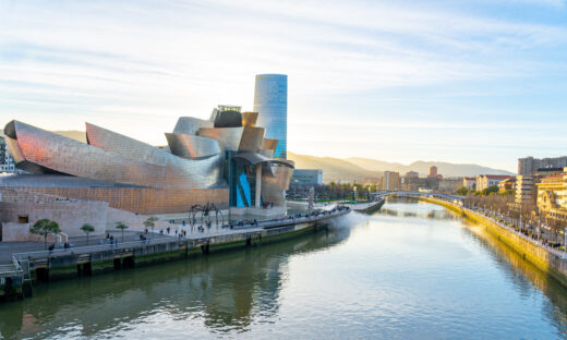 viewpoint from the Salbeko Zubia bridge to the area surrounding the Guggenheim Museum.Bilbao-Basque Country-Spain