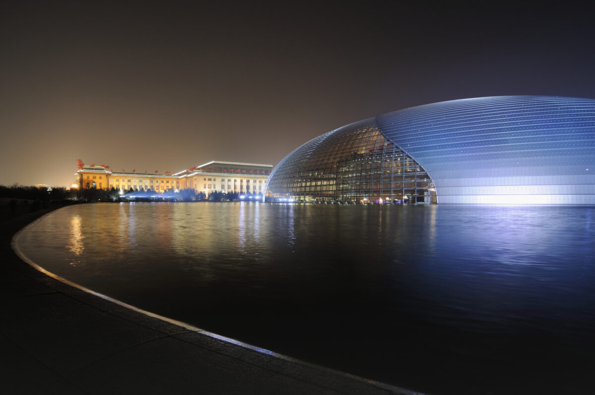BeijingAChina - February 12st, 2013: The National Center for the performing arts, the National Grand Theater an egg shape, it is by the French architect Paul Andrew to